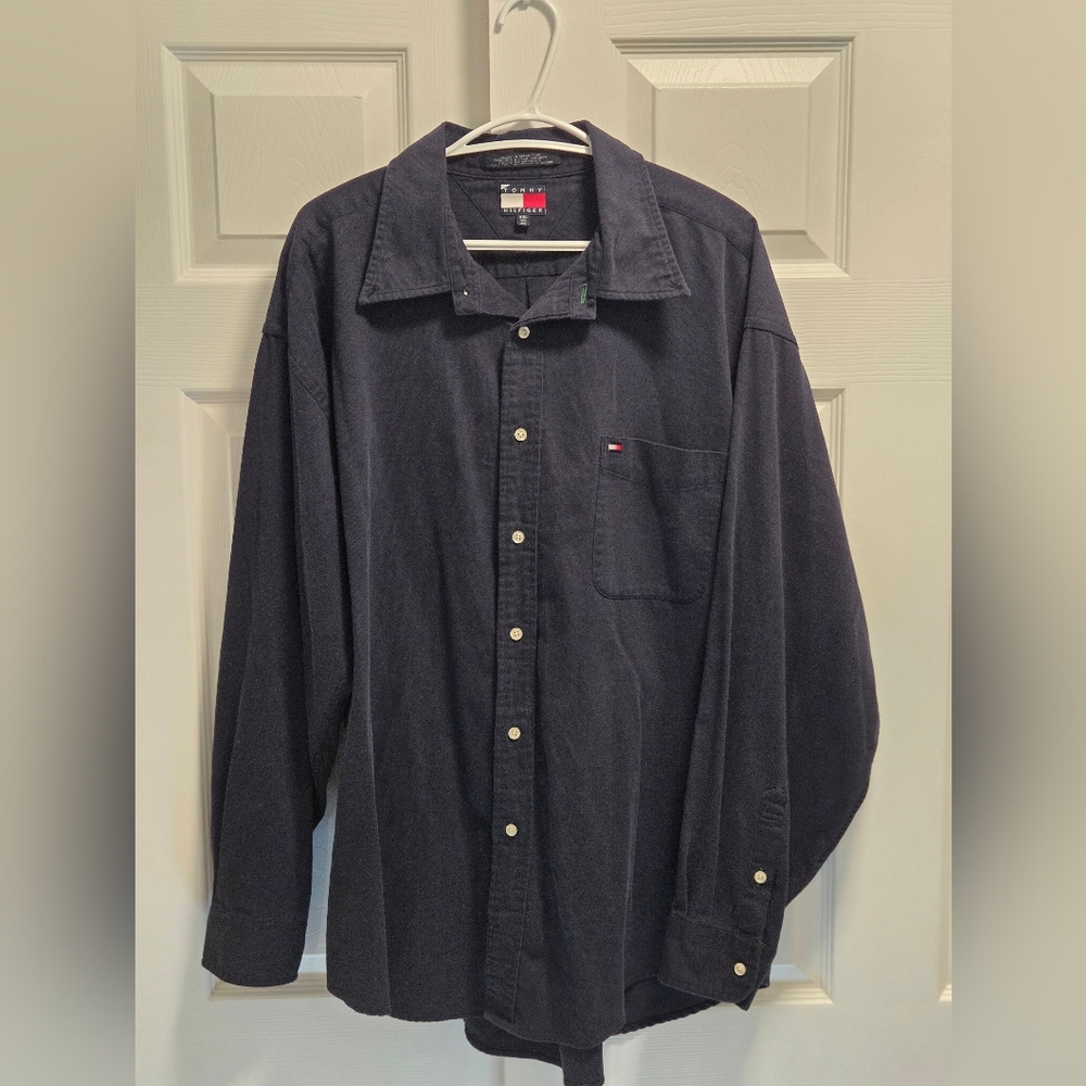 Tommy Hilfiger Corduroy Navy Polo Shirt Size XXL EUC